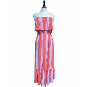 Old Navy Orange & Pink Stripe Sleeveless MIDI Dress Size Medium